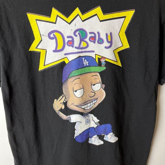 DaBaby Rap Tee T Shirt Black Medium M Rugrats Cartoon Graphic Tee 100% Cotton - Picture 5 of 11